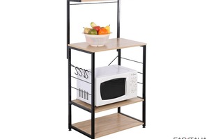 Carrello cucina con tre ripiani e mensole