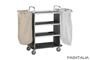 Carrello servizio inox con 2 portasacchi